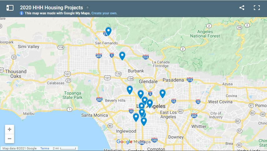 Map Of Los Angeles 2020 Prop HHH Housing Projects Scattered